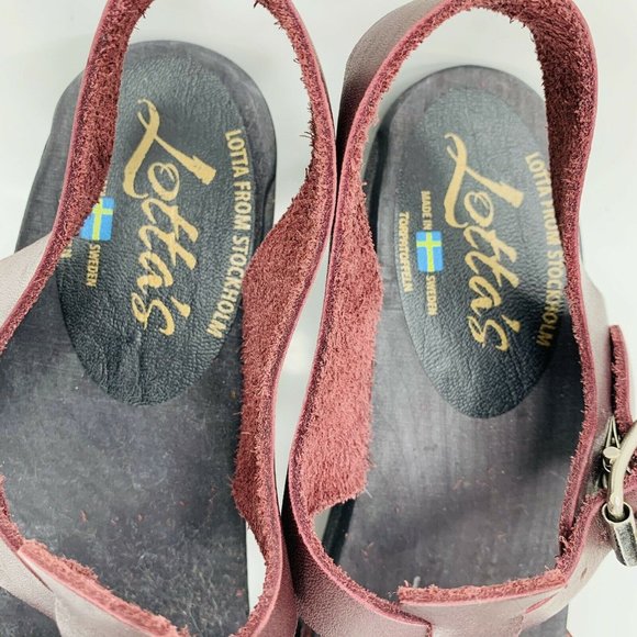 🛍️LOTTA'S Swedish Clogs Burgundy Highwood T-Bar size 41🛍️ - Picture 5 of 11